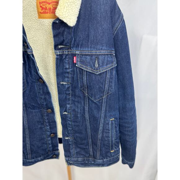 Levi’s Sherpa Denim Jacket L | Cozy Fall Layering Retro 90s Vibe - Picture 5 of 12